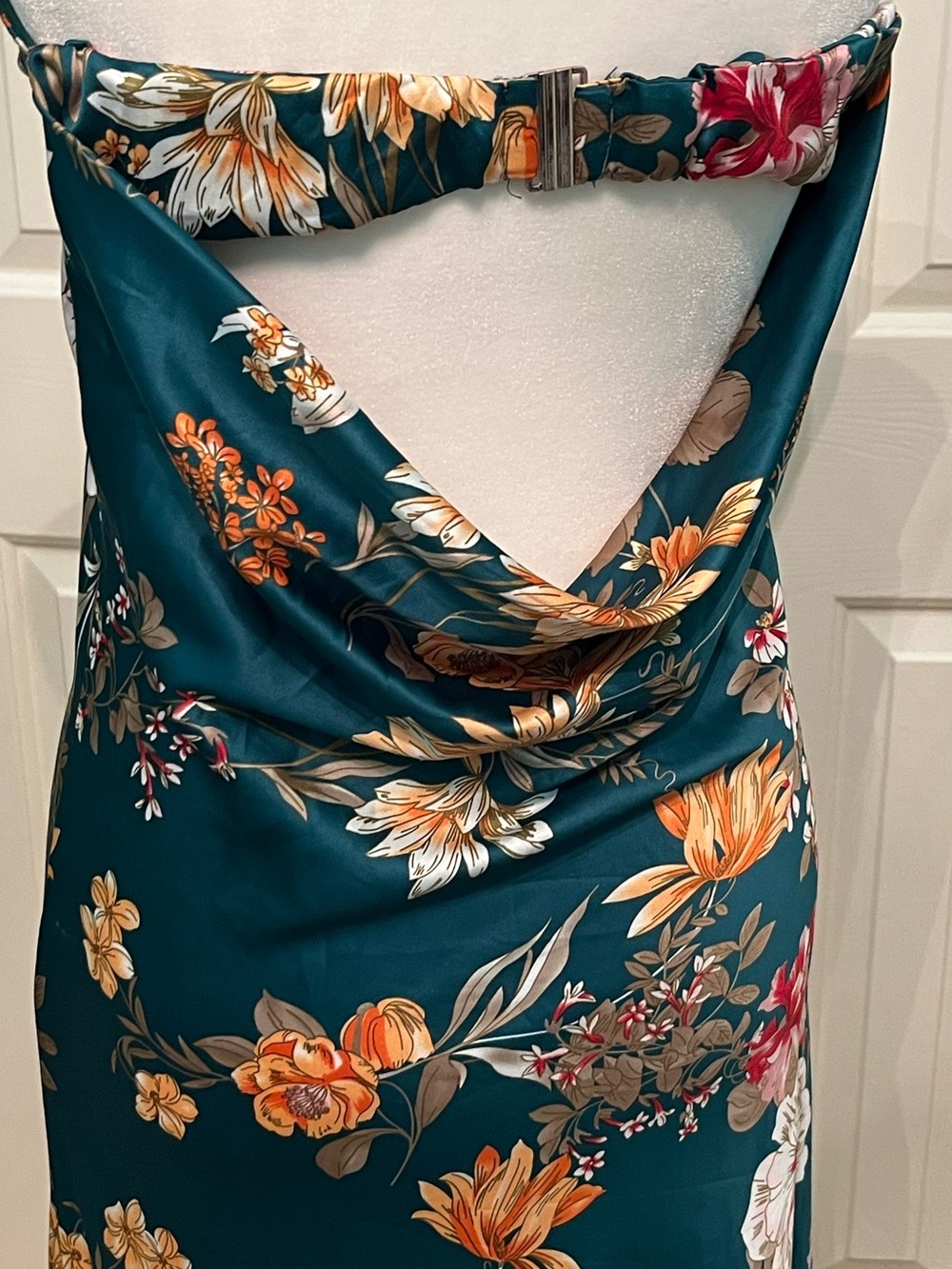 12th Tribe Teal Strapless Floral Maxi Dress - Picture 3 of 5